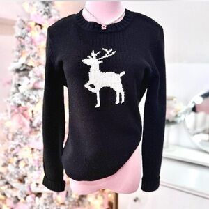 Black Reindeer Sweater•Size S/M
